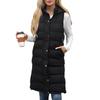 Fashionable Women's Hooded Sleeveless Vest Long Solid Color Zipper Padded Thickened Jacket