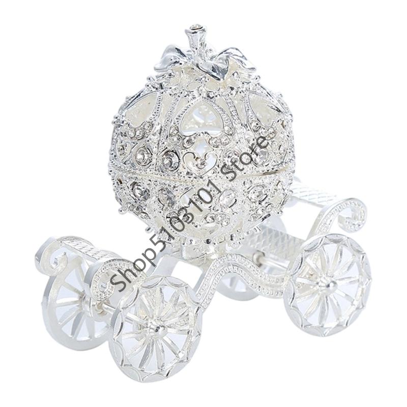 

X6HE Multifunctional Alloy Jewelry Holder Halloween Pumpkin Carriages Art Piece For Room Decors