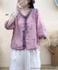 2026 Women's Retro Chinese Style Ramie Cardigan, Summer Embroidered Top, Three-Quarter Sleeve, Small Lapel Inner Shirt
