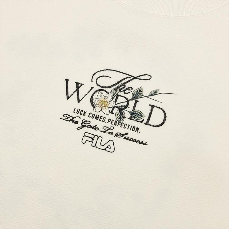 FILA Versatile Fashion Knit Crew Neck Pullover Sweatshirt Women sweatshirt Light-Beige F11W518209FIV