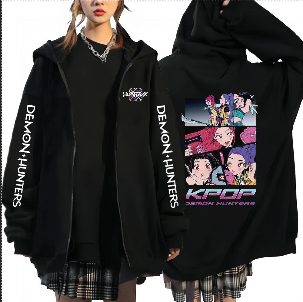K-pop Saja Boys Demon Hunters Movie Zip Up Hoodie Men Women Harajuku High Quality Fans Gift Oversized Zipper Hoodies Jacket