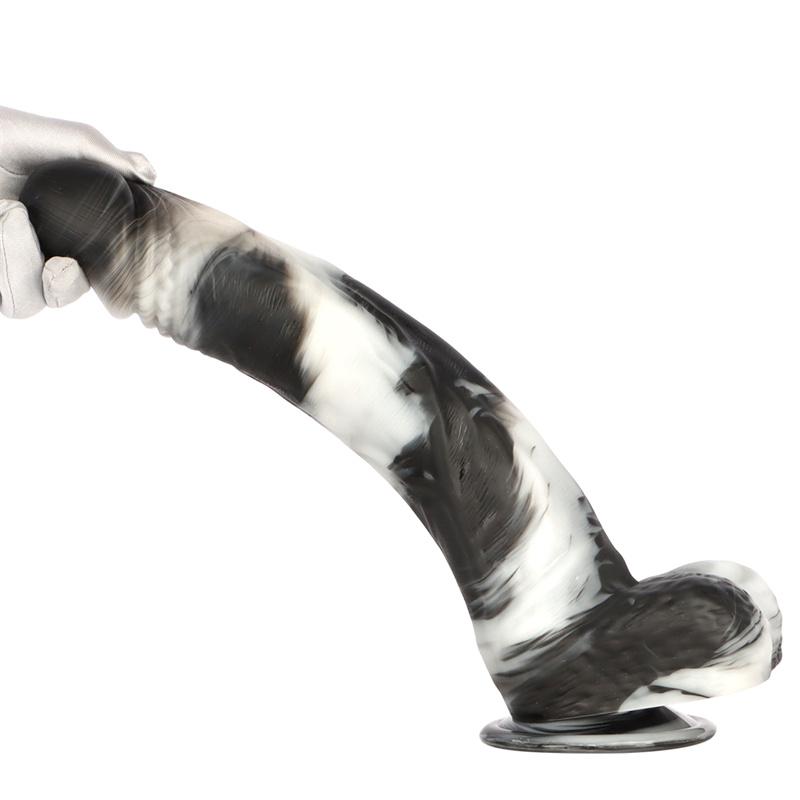 14 Zoll 5,7 cm Schwarz-Weiß Gemischte Farbe Extra Groß Extra Lang Dick Simulierter Falscher Großer Dildo Analplug Spielzeug