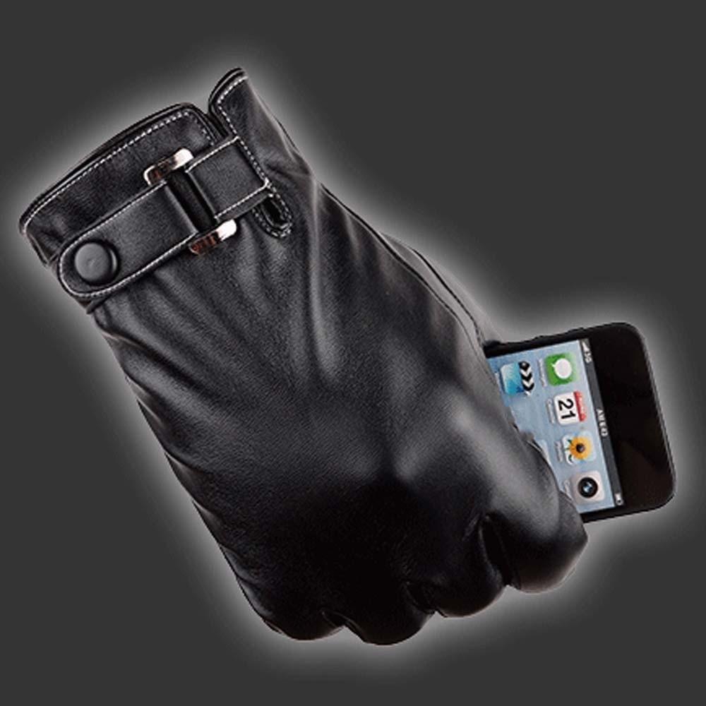 1pair Soft Black Thickened Gloves Waterproof Windproof Mittens PU Anti-cold Gloves  Cycling