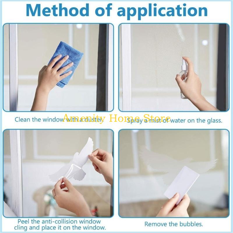 F26C 16pcs Large Anti-Collision Window Clings Hummingbird Window Stickers Glass Door Decals Preventing Bird Bathroom Decor