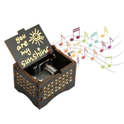 Caixa de Música de Madeira Requintada Decoração para Casa Preta Economizadora de Espaço Caixa de Bijuteria Musical