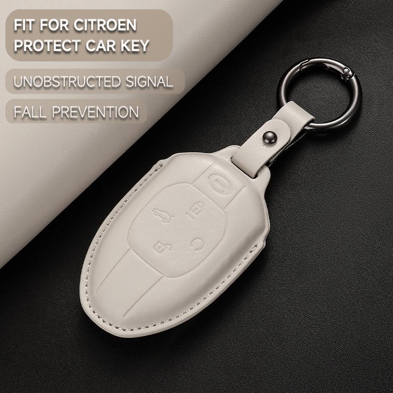 Leather Car Key Cover Case Protection Shell Keychain For Citroen Cactus C4 C6 C8 C3-XR DS DS3 DS4 DS5 DS6 C1 C2 Picasso
