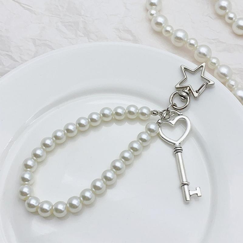 Delicate Hangings Pendant Decoration Fashionable Keychain Pendant Pearls Rings Phone Accessory Chic Purse Hangings