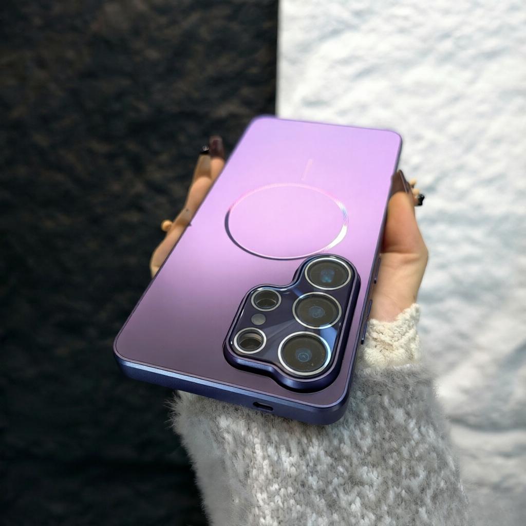 Business Frosted Matte For Magsafe Magnetic Case For Samsung Galaxy S26 Ultra S25 Plus Lens Film Acrylic Plating Hard Back Cover