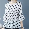 Spring and Autumn Ladies Chiffon Shirt Polka Dot Cover Belly Summer Ruffled Waist Blouse Western Style Small Shirt