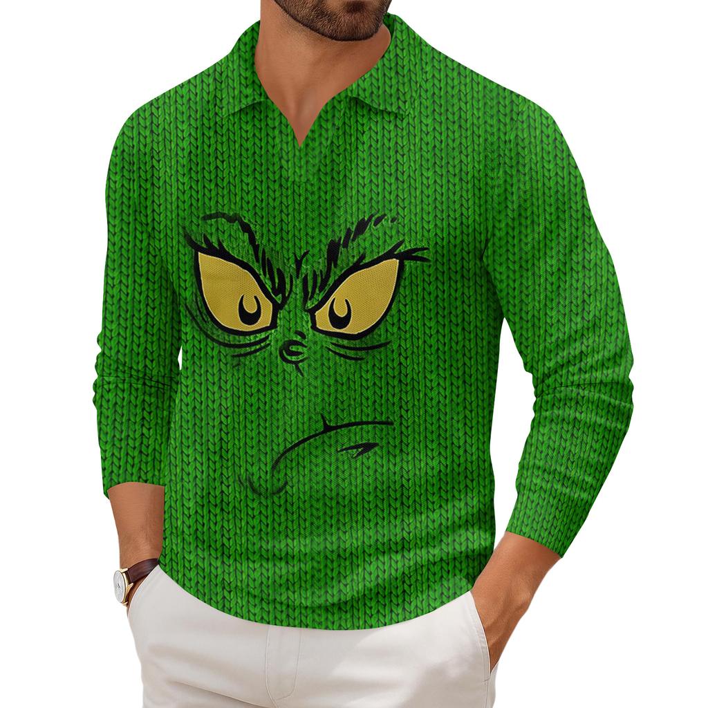 Men's Casual Collared Long-Sleeve Knit Base Layer Top