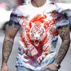 Fashion Tiger T-Shirt For Men Animal 3D Print Men's Shirts Summer Short Sleeved Tee Round Neck Oversized Top Casual Men Clothing