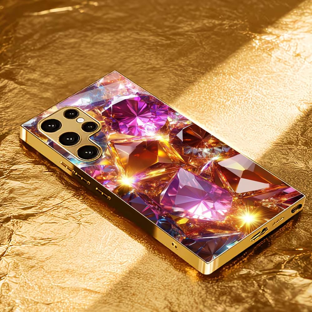 Spalvingas deimantinis paprastumas Aukščiausios klasės galvanizuotas stiklinis telefono dėklas, skirtas Samsung Galaxy S26 S25 S24 S23 S22 S21 FE Ultra Plus