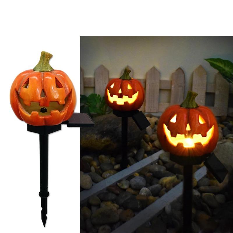 Outdoor Solar Pumpkin Ghost Pile Lamp Waterproof Halloween Decoration Weird Garden Courtyard Dusk to Dawn Terror Passage