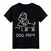 Cute Dog Mom Hug Dog Graphic Tee, Minimalist Dog Lover T-Shirt, Fur Mom Gift