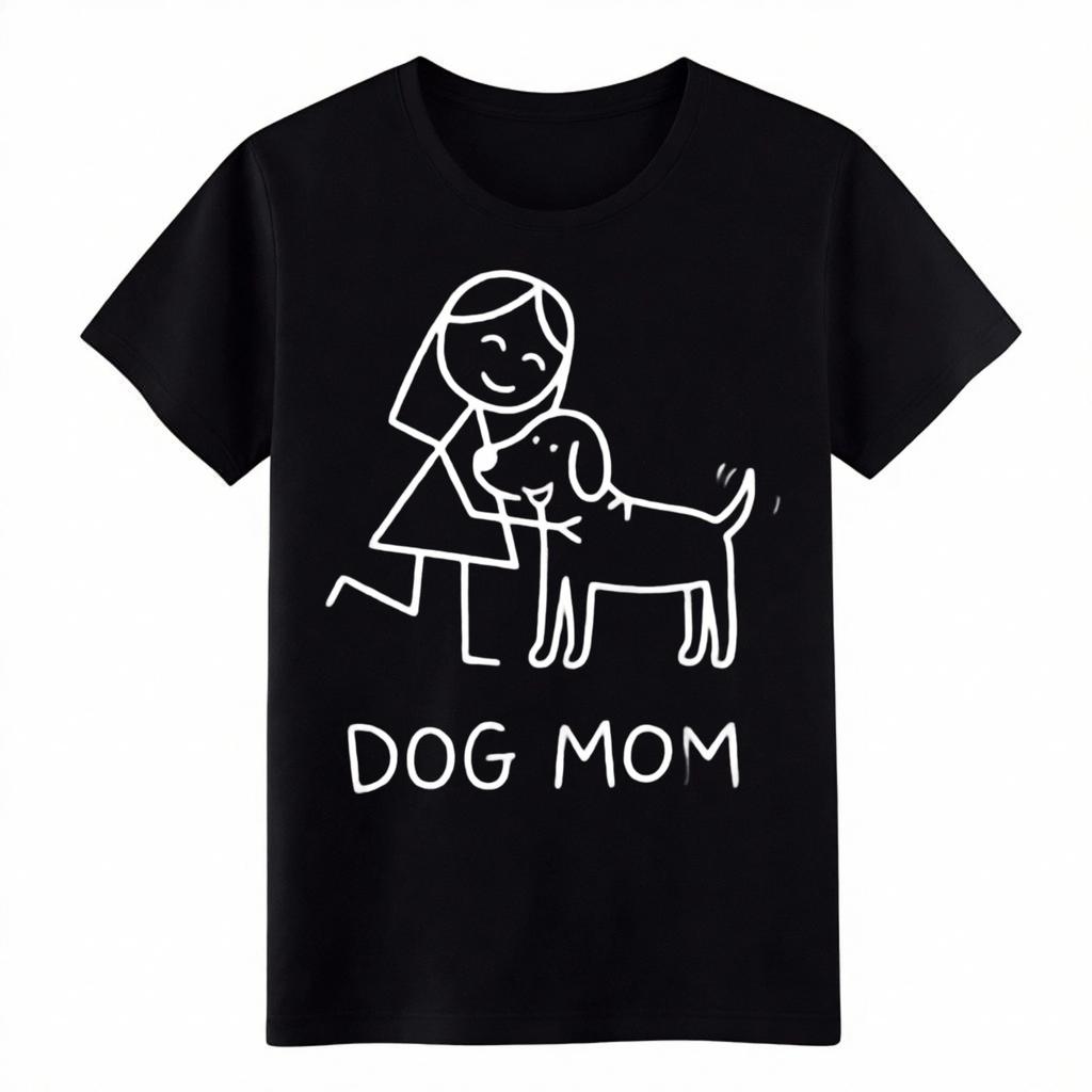 Cute Dog Mom Hug Dog Graphic Tee, Minimalist Dog Lover T-Shirt, Fur Mom Gift