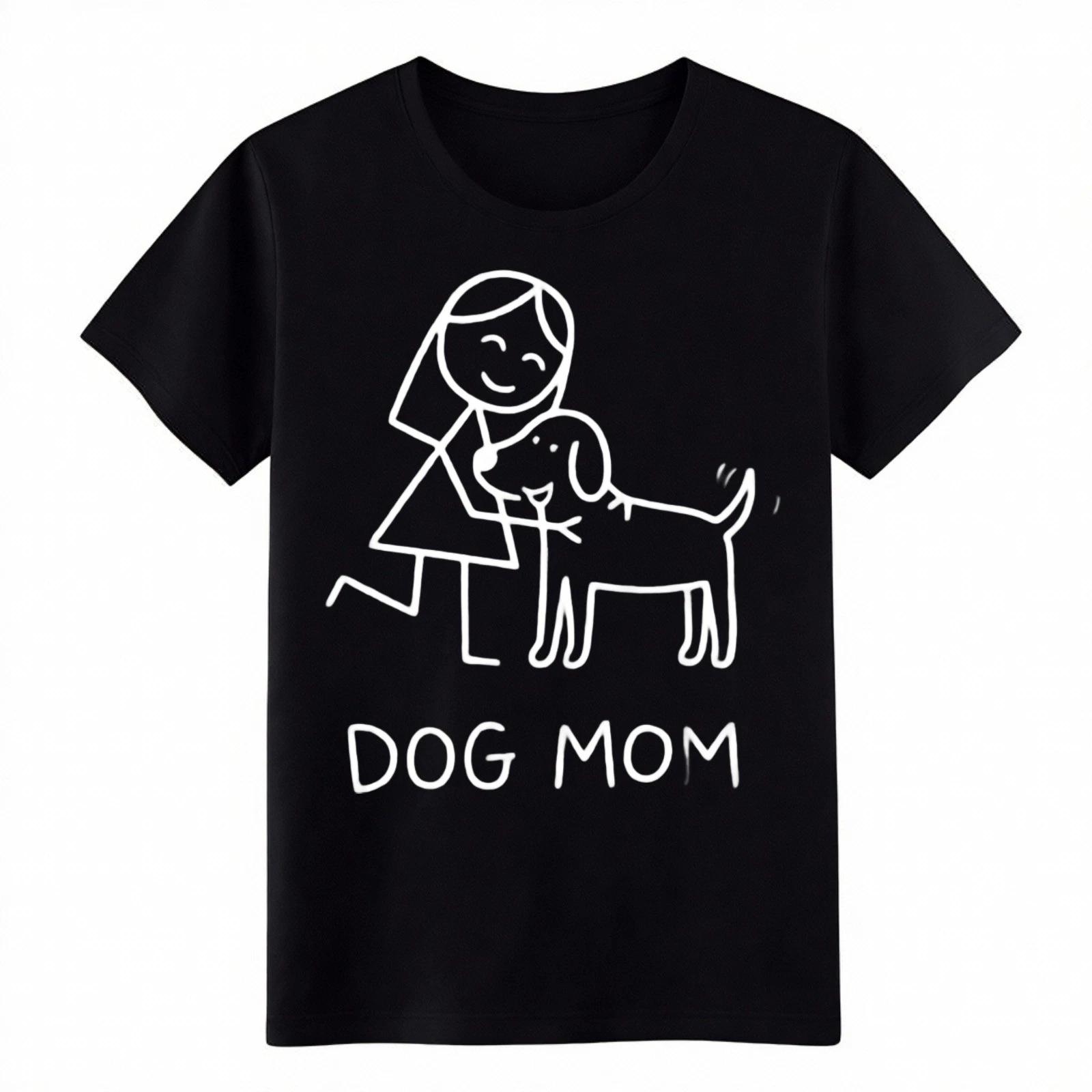 Cute Dog Mom Hug Dog Graphic Tee, Minimalist Dog Lover T-Shirt, Fur Mom Gift 3XL