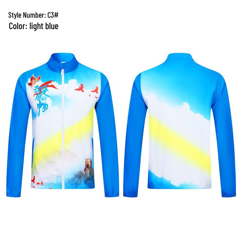 Chinese Style Sports Jacket Set for Boys & Girls - Long Sleeve Badminton & Volleyball Competition Apparel