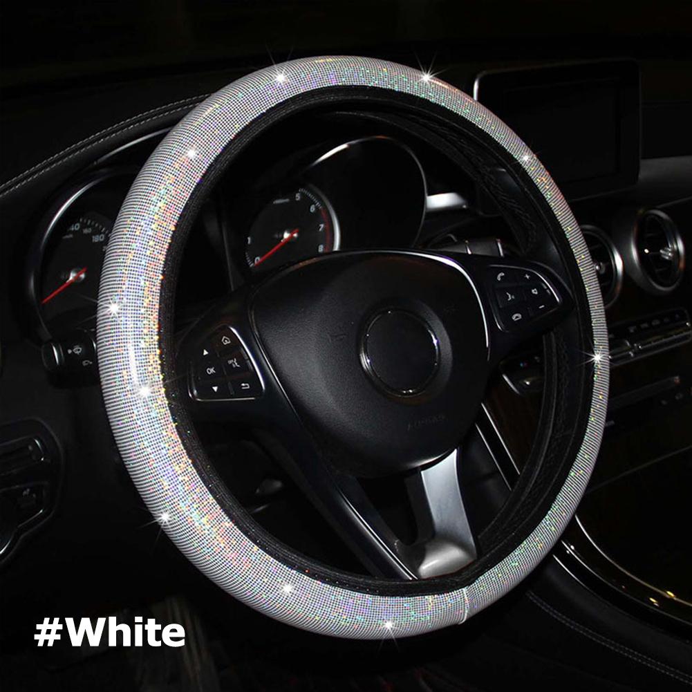 Auto-Strass-Lenkradabdeckung mit funkelndem Kristall-Diamant-Auto-SUV-Lenkradschutz, passend für 14,5-15-Zoll-Fahrzeuge
