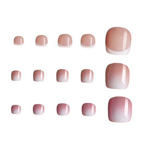 120Pcs French Tip Press On Toenails for Women, Short Square Stick-on Gel Fake Nails, Reusable Removable Glue On False Toe Nails