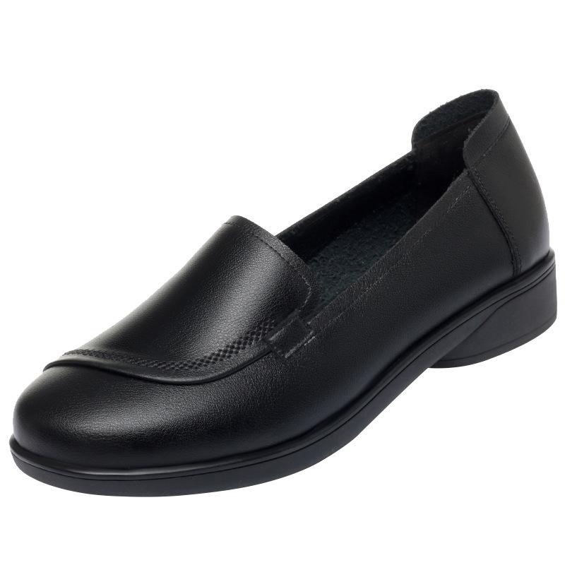 Mom shoes leather shoes soft leather soft sole single shoes spring and autumn comfortable flat heel medium and large size women's shoes 4042
