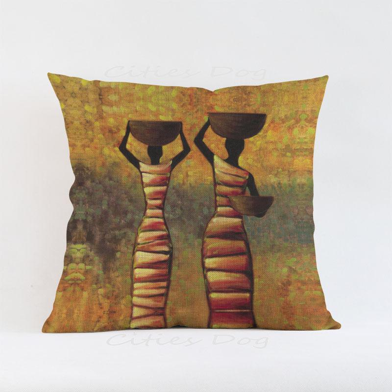 African Woman Painting Cushion Cover for Safe Pillow Case 45x45 Home Decorative Throw Pillow Cover Car Pillow Chair BZ175