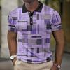 Simple Solid Color Block Pattern 3D Digital Printing Men's Casual Polo Shirt