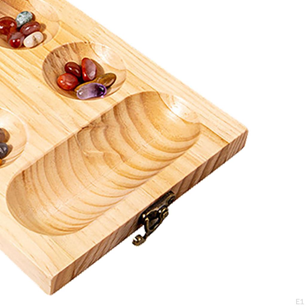 Wooden Family Games Mancala Board Game Portable Teen Folding Set Multi Color