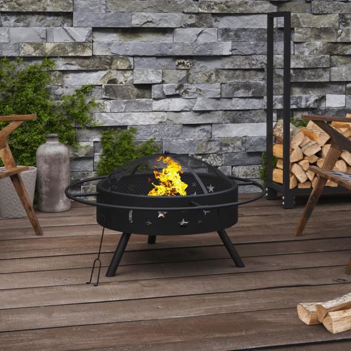 VidaXL Foyer avec tisonnier 70 cm XXL acier 360064