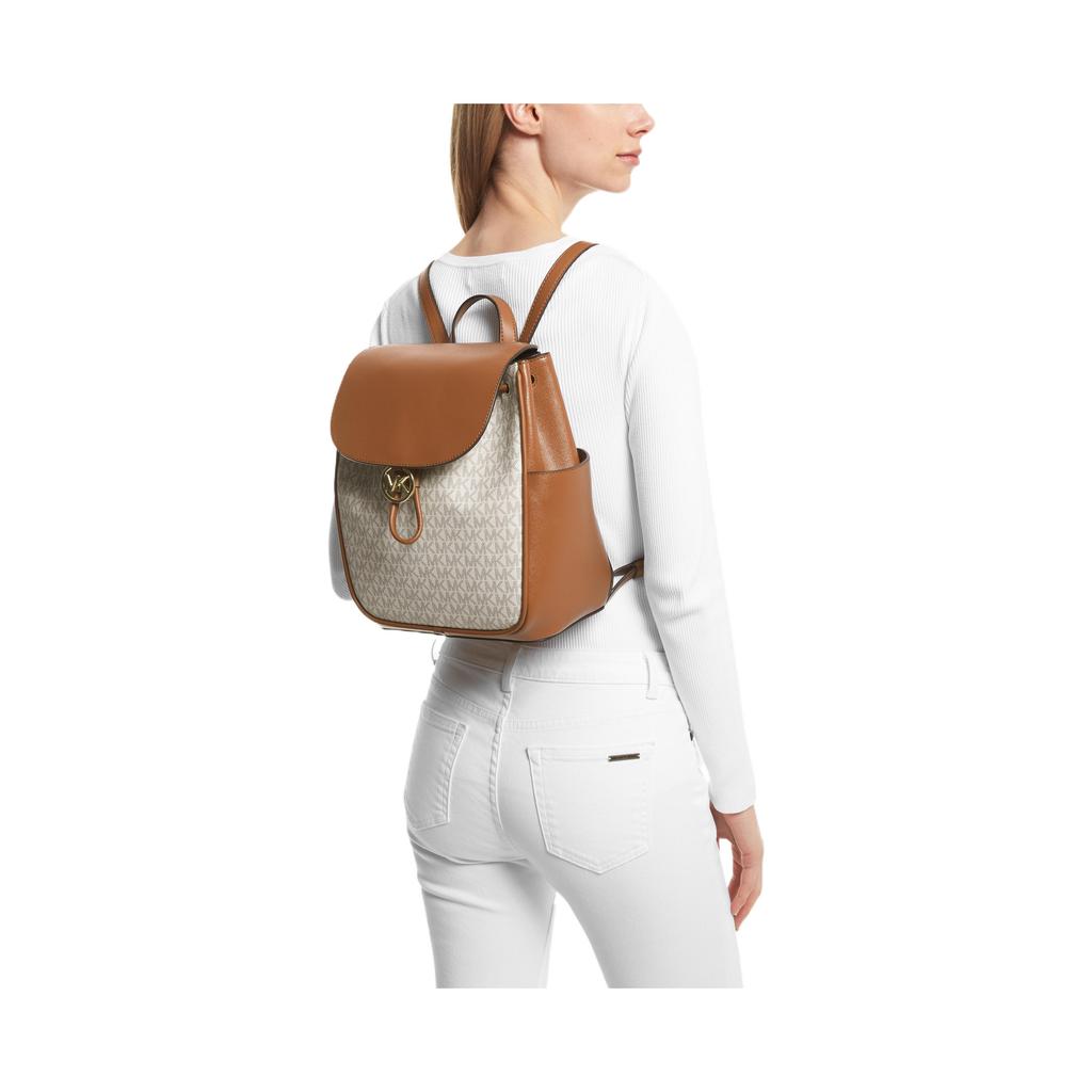 Michael Kors Zaino in Pelle con Monogramma MK Cheryl Zaino Donna Bianco Vaniglia Marrone Ghianda 30F3G2EB2B-149