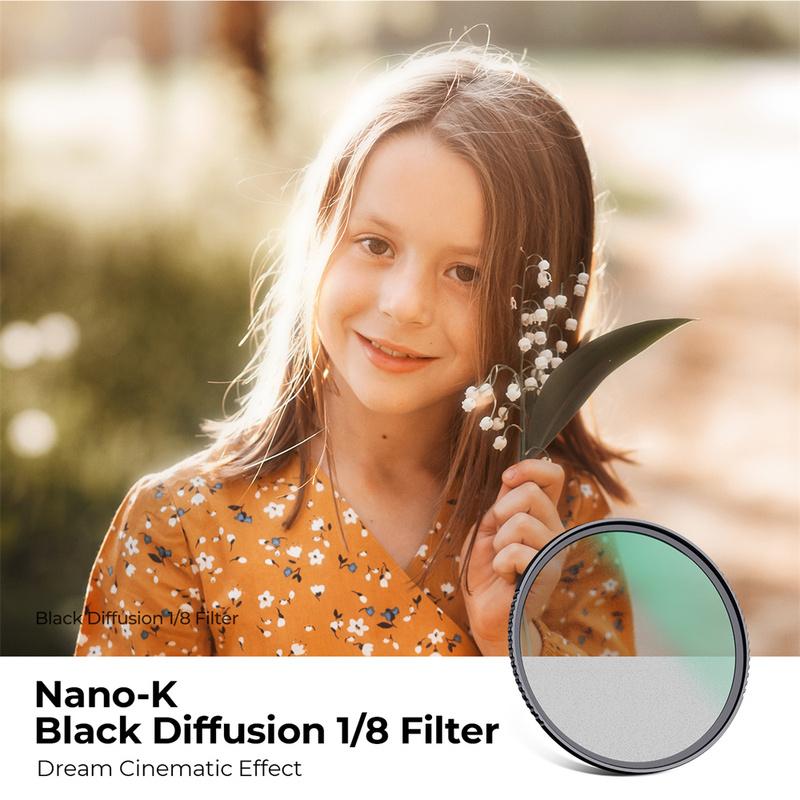 K&F CONCEPT Black Diffusion Filter 1/8 3pcs Cleaning Cloth with 18 Multi-Layer Coatings 55mm 58mm 62mm 67mm 82mm Nano K Series