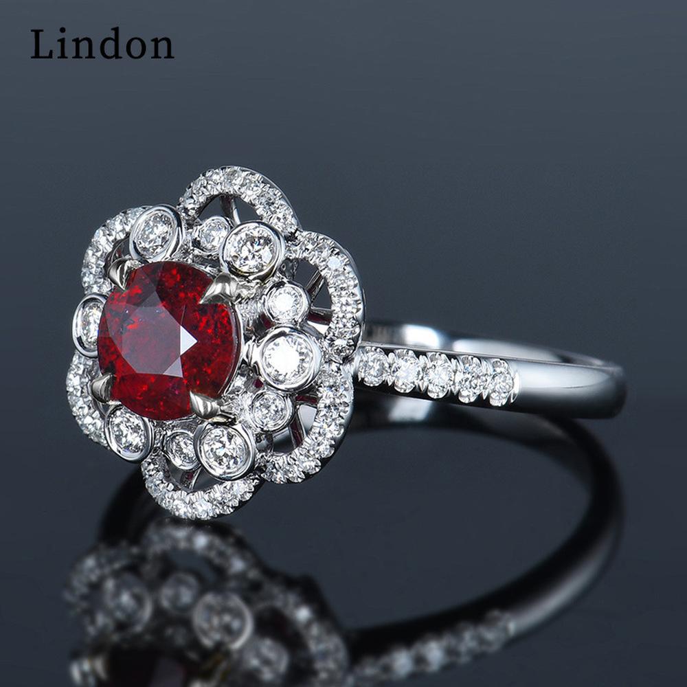Lindon Anillo clásico de aleación de cobre con circón, joyería para mujer, regalo de fiesta de promesa de boda