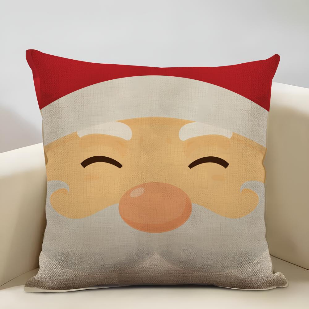 Christmas Elements Cushion Cover Household Decoration Linen Sofa Cushion Cover: Skin-Friendly & Breathable With Invisible Zipper