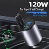 3-in-1 Super Fast Car Charger Cable for Apple 15 & Huawei with One-to-Three Cigarette Lighter Converter
