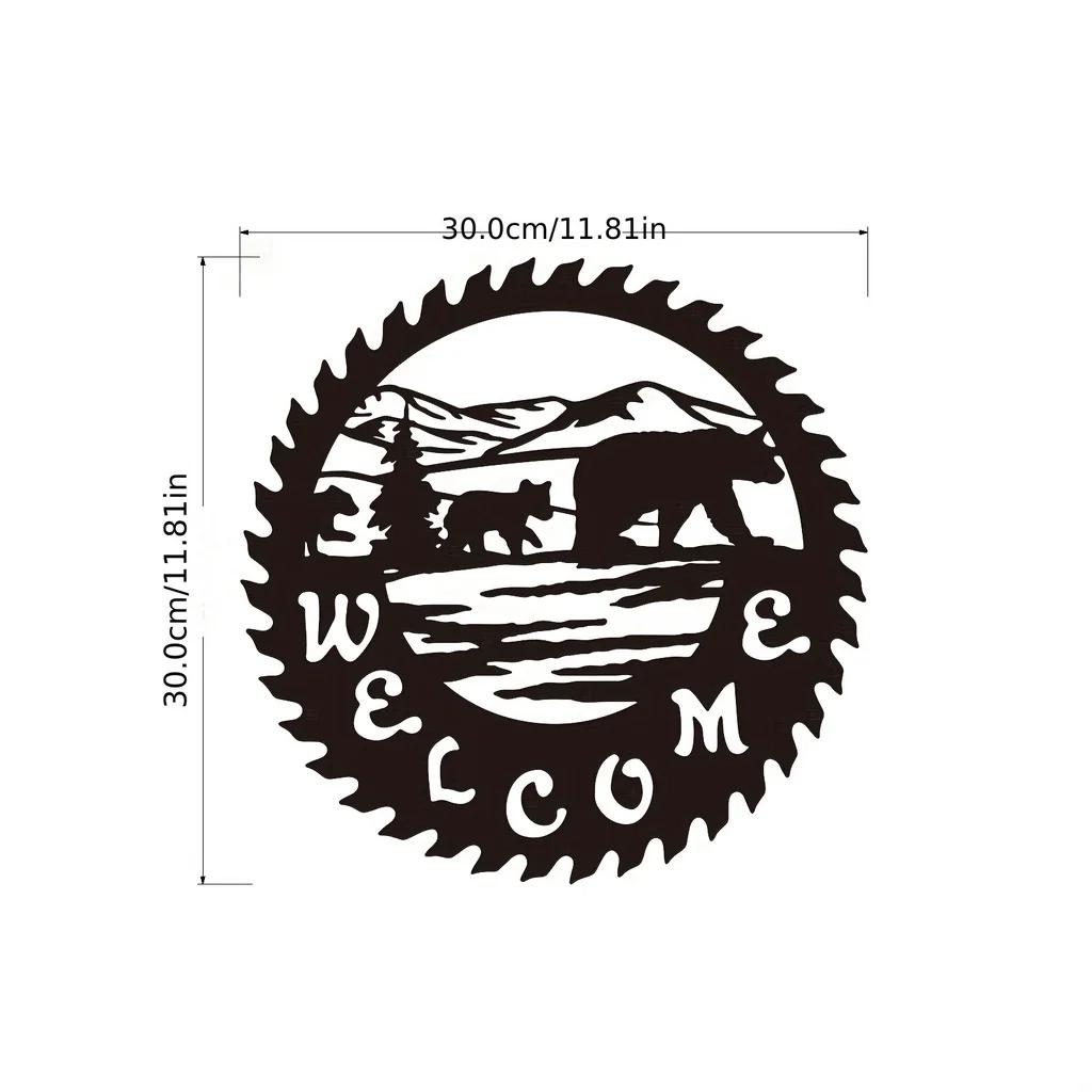 

Металлическая табличка с сюжетом «Добро пожаловать» и медведем - Стильный настенный декор, скульптуры и украшения для дома, сада, улицы, спальни, офиса, двора светло-серый
