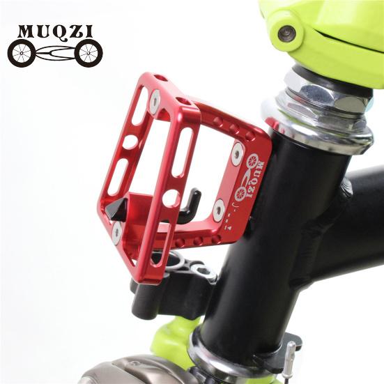 

MUQZI Велосипедные аксессуары Mouting Bracket Прочный держатель сумки Алюминиевый сплав Складной велосипед Передний блок держателя
