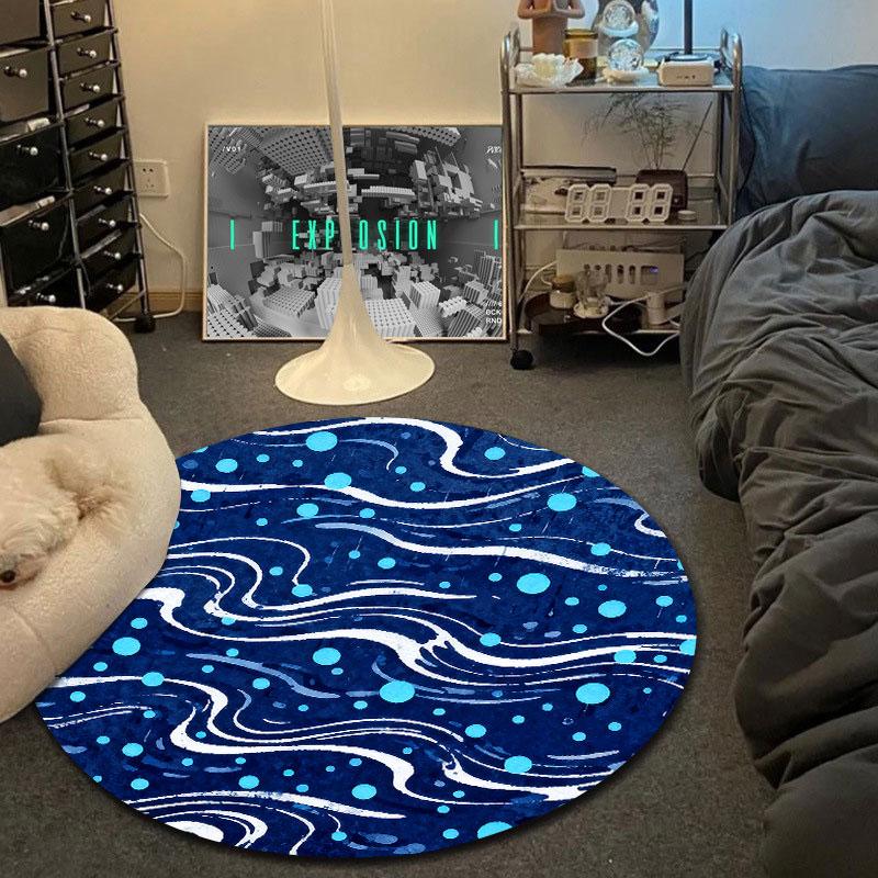 Nordic Round Peacock Multicolor Rug Pad, Non-Slip Floor Mat for Bathroom