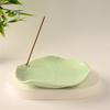 Celadon Lotus Leaf Incense Holder - Ceramic Monk Zen Burner for Indoor Decor