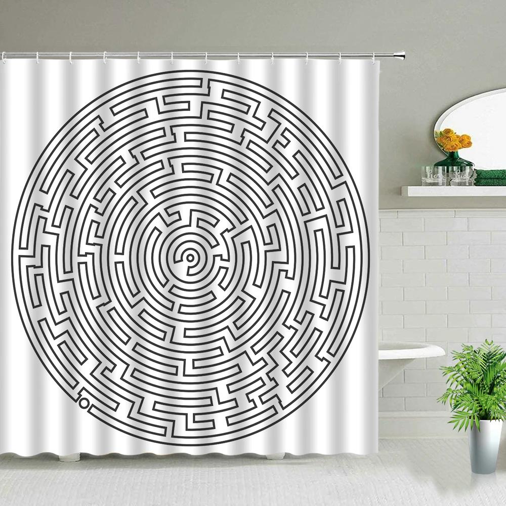 Black And White Stripes Shower Curtains Geometry For Bathroom Decor Screen Waterproof Fabric Bathtub Curtain With Hooks Washable