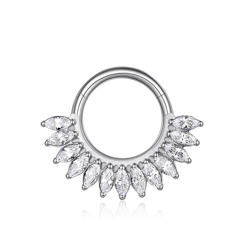 ASTM F136 Titanium with CZ Hinged Nose Ring 16G Septum Clicker Piercing Septum Daith Helix Tragus Earrings New Body Jewelry