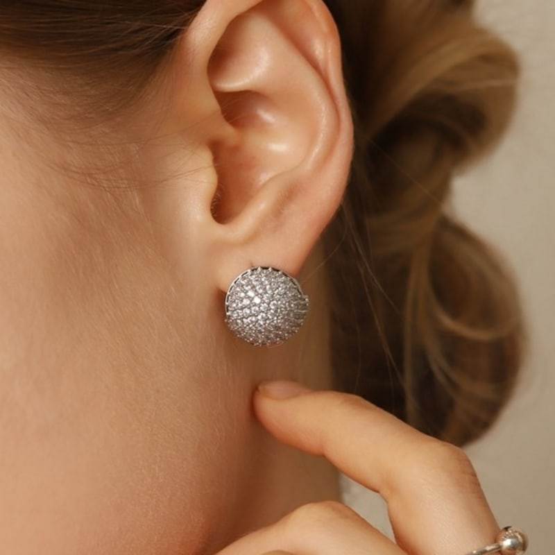 

ozel Mirror Ball 16mm Cubic Hoop Earring PB141E White Gold