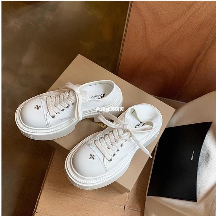 7Cm water float~ big round head thick sole heightening canvas casual shoes women's derby board shoes autumn