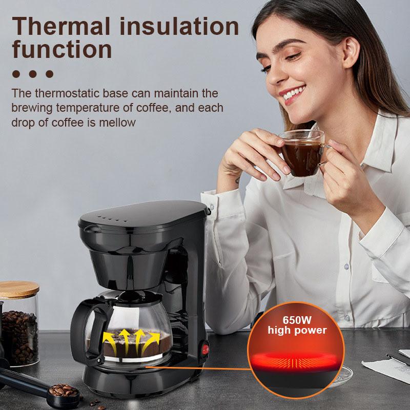 750ML Large Capacity Espresso Machine Household Office Thermal Insulation Coffee Maker Automatic Drip Coffee Machine