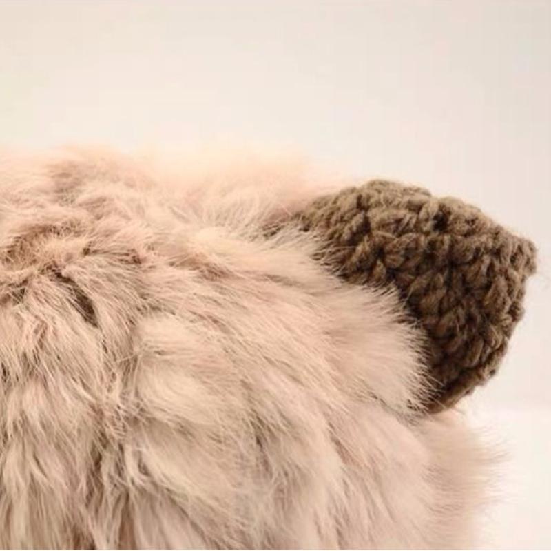 Pălărie din lână cu ureche de pisică, femei, pălărie japoneză din blană de iepure, toamnă iarnă, căldură, protecție pentru urechi, pulover, tricotat, pălărie elegantă, rezistentă la vânt, în aer liber