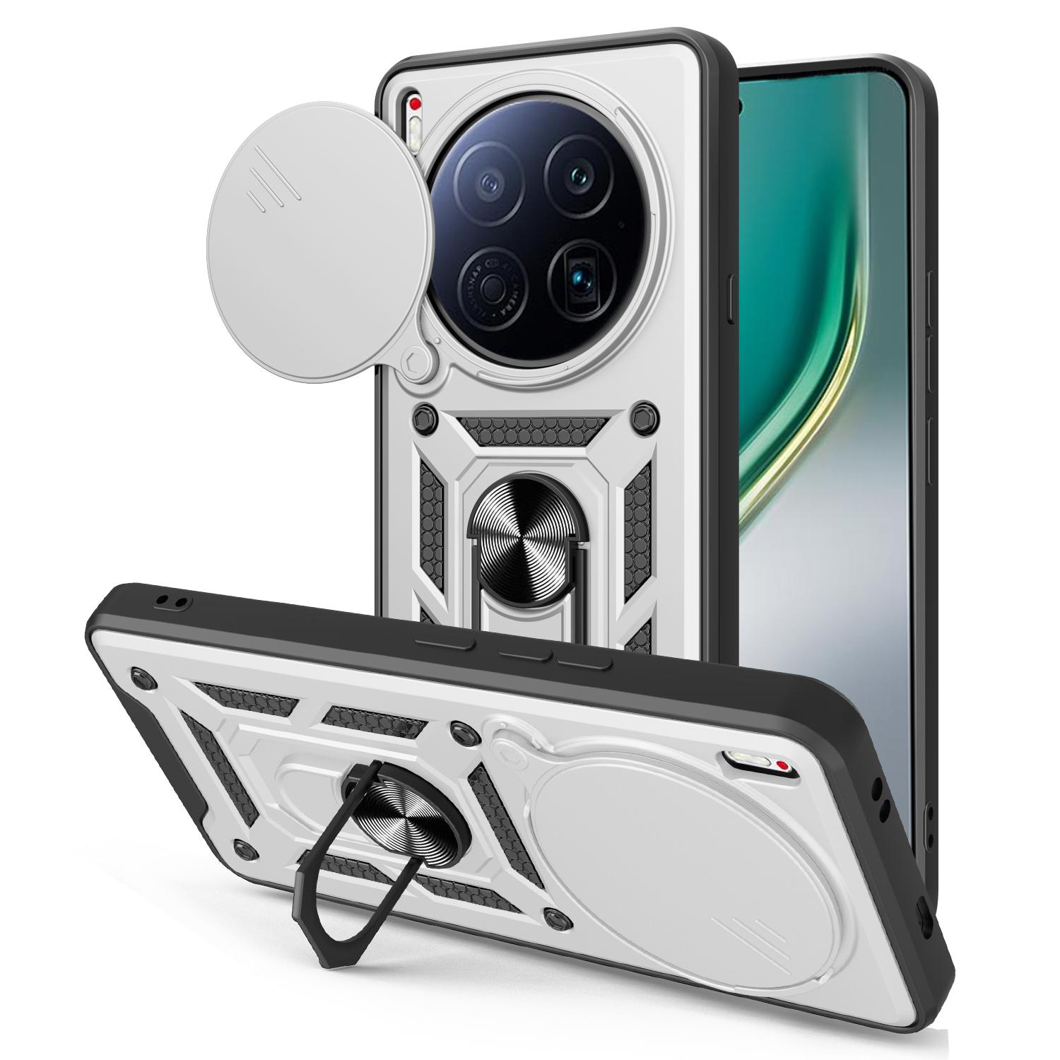 

Для чохла TECNO Camon 40 Premier 5G з кришкою-слайдером для камери PC+TPU Підставка Чохол для телефону Silver