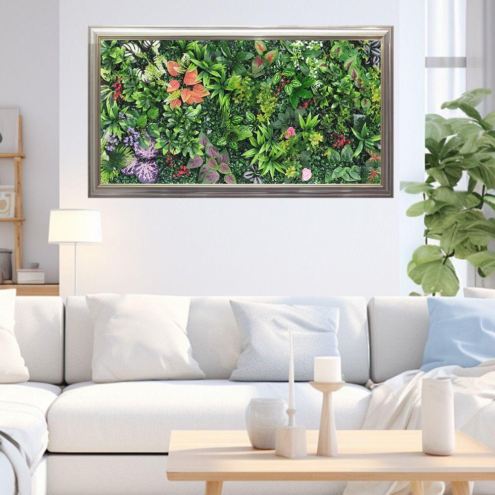 Green Artificial Plant Wall Plastic Fake Green Grass Mat Greenery Simulation Plant Sheet  Outdoor
