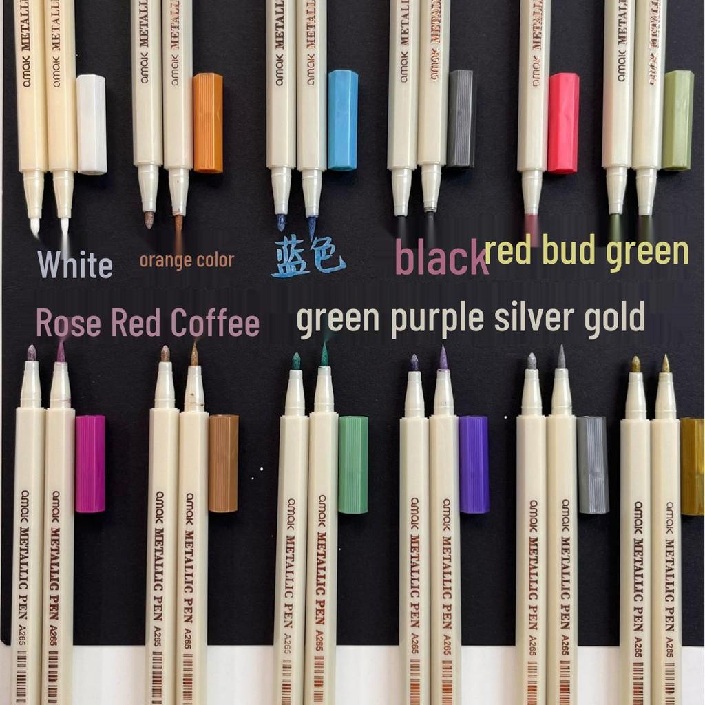 12-Color Pearlescent Soft Tip Paint Marker Set for DIY and Photo Albums