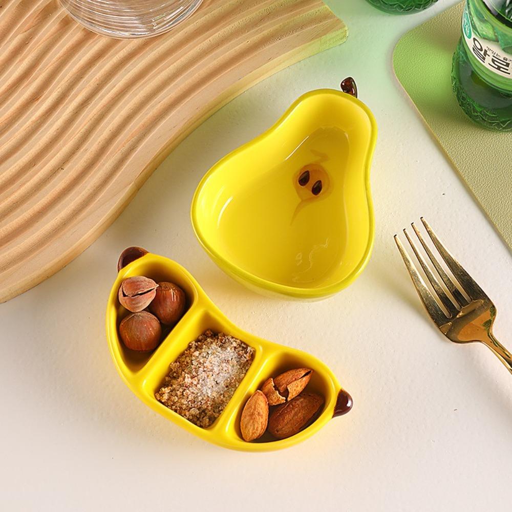 New Porcelain Fruit Shaped Ceramic Dish Creative Multifunctional Snacks Saucer Mini Household Tableware Kitchen Organizer