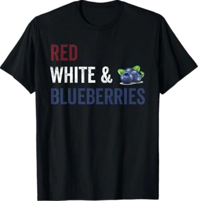 

Vintage Funny Red, White and Blueberries Patriot T-Shirt 4XL
