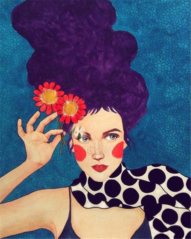 

RUOPOTY картина по номерам, фигурка девушки на холсте, рисунок для домашнего декора, уникальный подарок, картина по номерам, женская картина для гостиной 40x50cm NO Frame