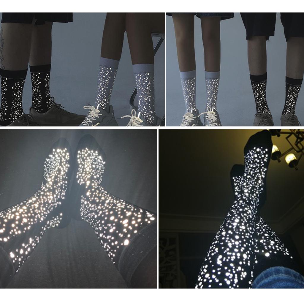 Buy Men's Cotton Socks Reflective Sequins Mid Calf Cool Long for ...